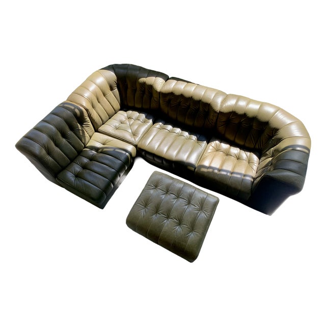 Mid-Century Chesterfield Modular Sofa from Strässle, 1975, Set of 5 For Sale