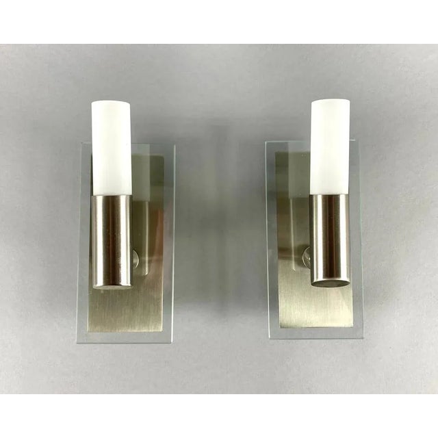 Gray Vintage Wall Sconces with Glass and Metal Fittings, Set of 2 For Sale - Image 8 of 8