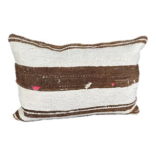 Turkish Hemp Pillow Cushion Natural Beige Brown Pillow Cushion Cover 16" x 24" For Sale