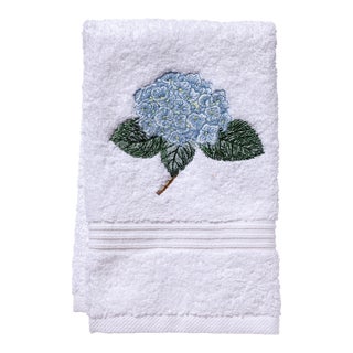 Light Blue Hydrangea Too Terry Guest Towel, Embroidered For Sale