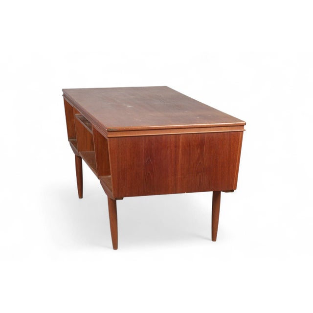 Mid 20th Century 1960s Danish Modern Angular Danish Writing Desk in Teak For Sale - Image 5 of 7