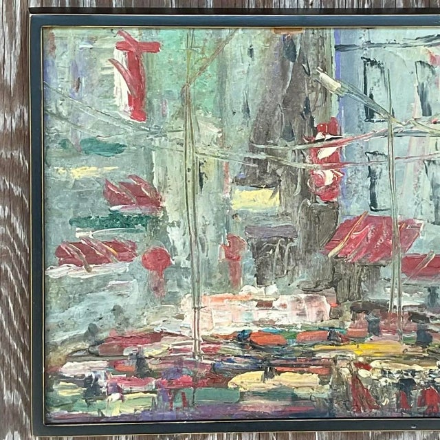 Vintage Boho Original Oil Impasto Abstract Expressionist Painting For Sale - Image 9 of 14