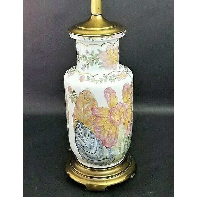 Offering One Of Our Recent Palm Beach Estate Fine Lighting Acquisitions Of A Hand Painted Floral Porcelain Lamp with...