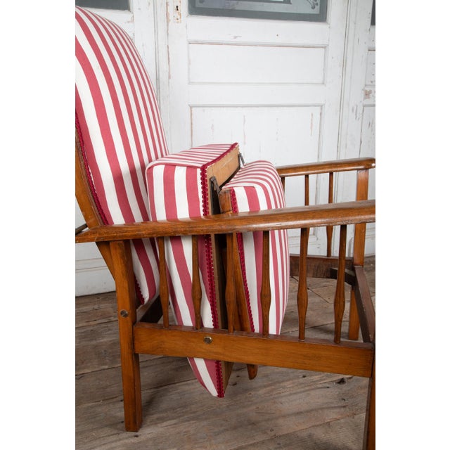 1920s French Morris Reclining Chair With Red Stripe Cushions For Sale - Image 10 of 10