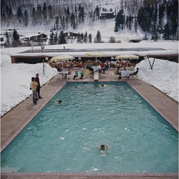 Snow Round The Pool 1964 Bathers having a winter dip in a pool at Vail, Colorado, March 1964. Slim Aarons Slim Aarons was...