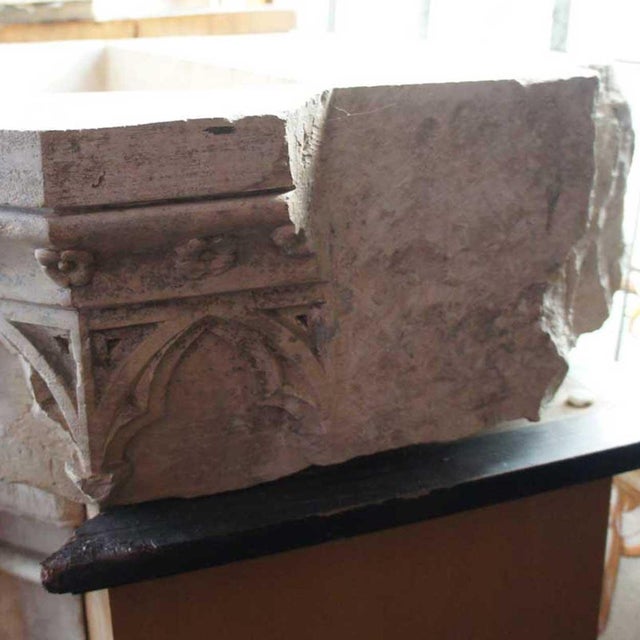 Beige French Gothic Revival Hard Stone Fountain Pedestal Basin For Sale - Image 8 of 16