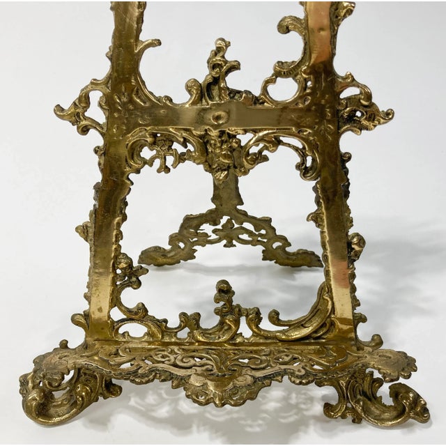 Brass Substantial Antique Brass Victorian Style Table Easel For Sale - Image 8 of 9