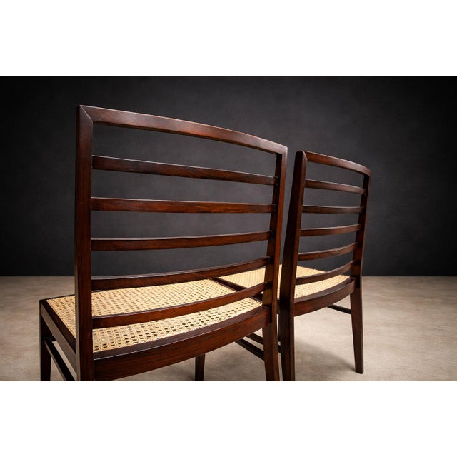 Mid-Century Modern Set of 4 Chairs in Rosewood & Cane, Joaquim Tenreiro, 1950s - Lot 167 For Sale - Image 3 of 12