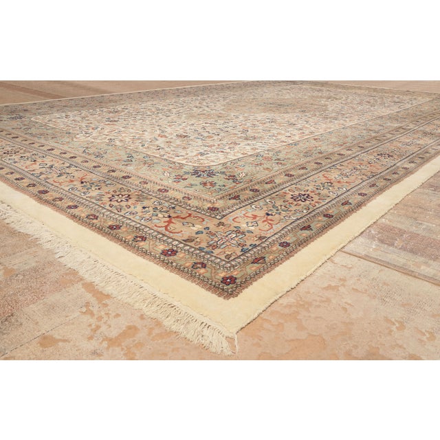 Beige Vintage Indian Tabriz Rug, 12'02 X 19'10 For Sale - Image 8 of 10