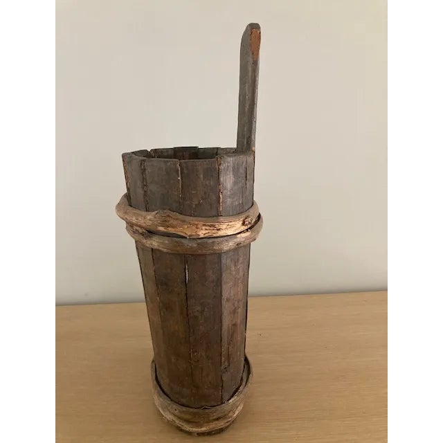 Farmhouse Early 1900s Rustic Wood Gathering Basket For Sale - Image 3 of 5