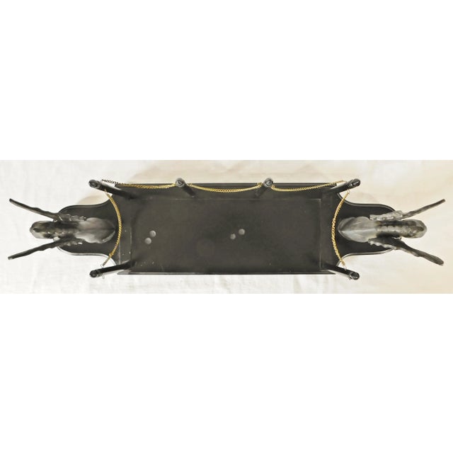 Large Vintage Ornate Gothic Black Metal & Wood Gargoyle Footed Candle Holder Tray Stand For Sale - Image 9 of 11