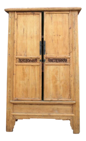 Grand Antique Pine Carved Armoire