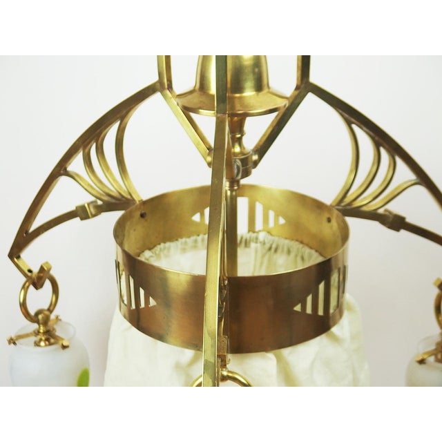 Art Nouveau Brass Chandelier, 1890s For Sale - Image 9 of 14