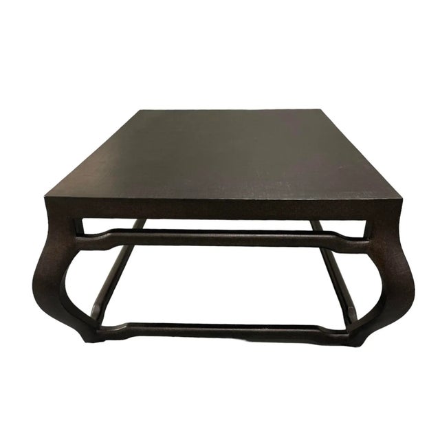 Late 20th Century Custom Linen Wrapped Springer Style Asian Coffee Table For Sale - Image 5 of 10