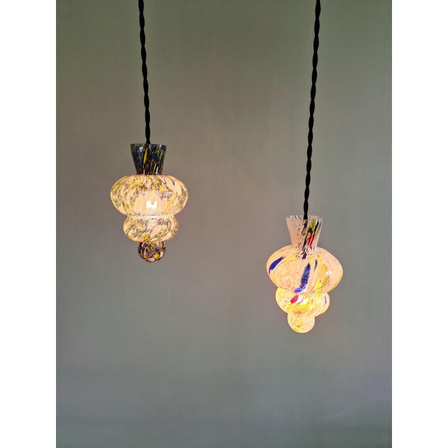 Vintage Blown Glass Pendant Lights, 1950s, Set of 2 For Sale - Image 16 of 18