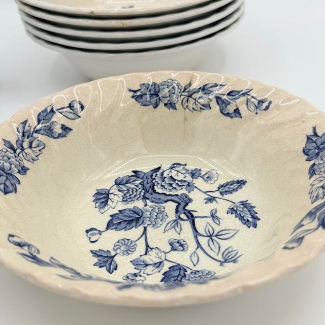 1950s English Royal Wessex “Indian Tree” Ironstone Bowls by Swinnerton - Set of 7 For Sale - Image 5 of 10