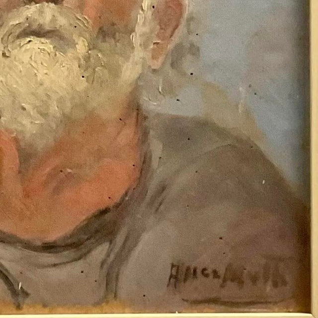 Vintage Boho Signed Original Oil Portrait on Board For Sale - Image 12 of 12
