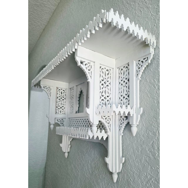 2020s Moroccan Handcrafted Wooden Wall Shelf, White For Sale - Image 5 of 9