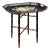 Black and Floral Toleware Tray Table For Sale