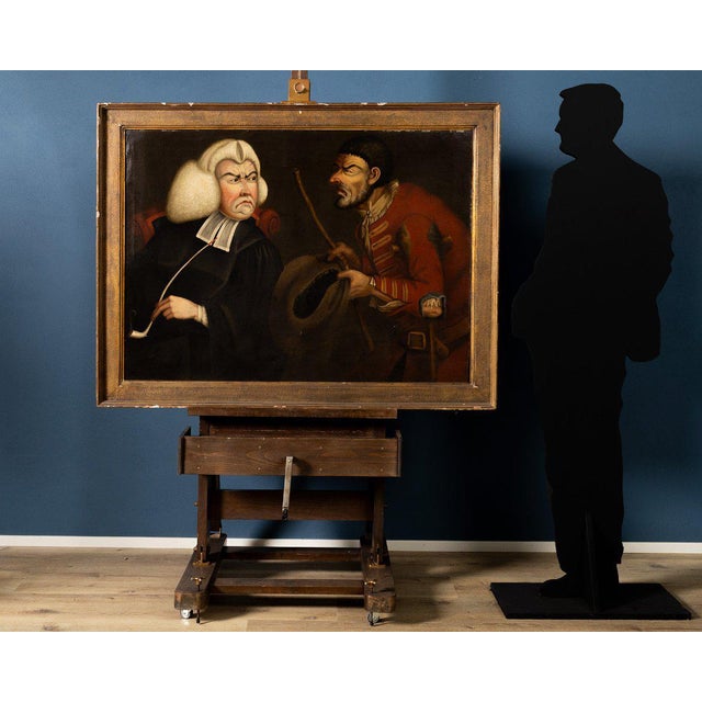 Tim Bobbin, A Judge and A Beggar, 1700s, Oil, Framed For Sale - Image 3 of 9