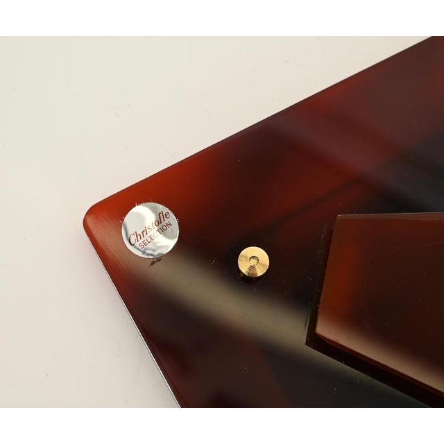 Tortoiseshell Acrylic Glass and Brass Photo Frame from Christofle, France, 1970s For Sale - Image 4 of 10
