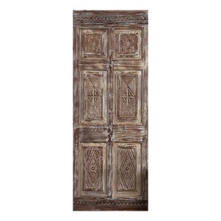 Antique Hand-Carved Floral Single Door – Statement Barn Door Wall Art For Sale