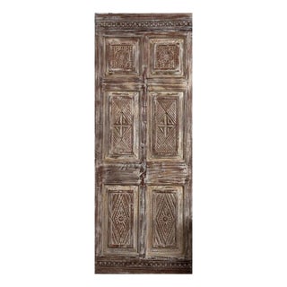 Antique Hand-Carved Floral Single Door – Statement Barn Door Wall Art 80x31 For Sale