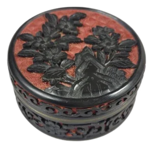 Vintage Hand Carved Chinese Lacquer Cinnabar Box