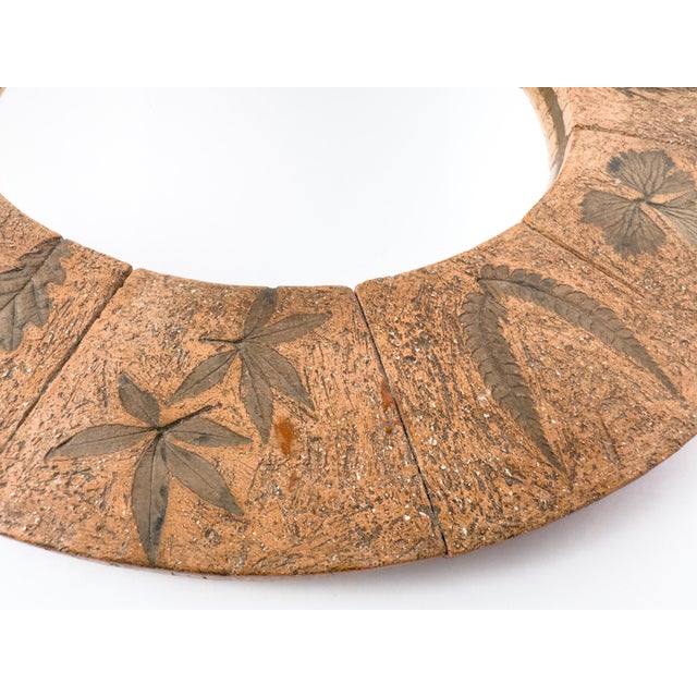 Terra Cotta Terracotta Botanical Tile Mirror in the Style of Roger Capron, France For Sale - Image 8 of 13