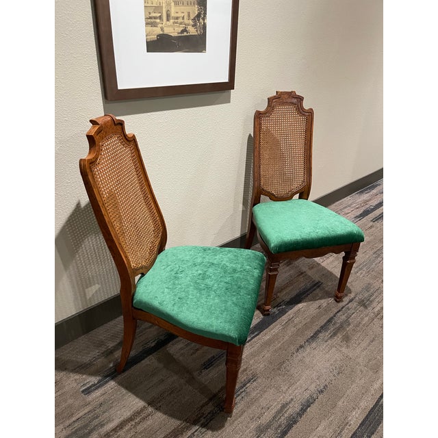 Illuminate your interior with this exceptional, custom-upholstered trio of authentic vintage side chairs by the legendary...