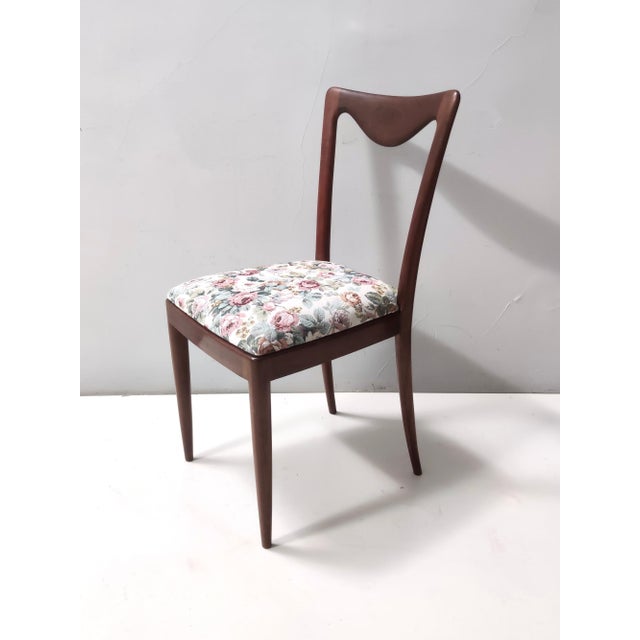 Wood Dining Chairs with Beech Frame and Linen Patterned Fabric attributed to Carlo Enrico Rava, 1950s, Set of 4 For Sale - Image 7 of 13