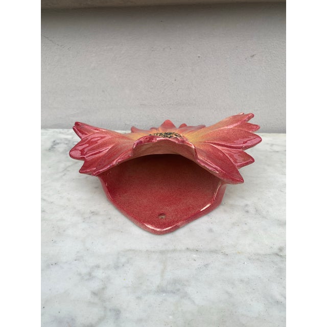 Large Majolica Pink Daisy Wall Pocket Clement Massier, Circa 1890 For Sale In Austin - Image 6 of 8