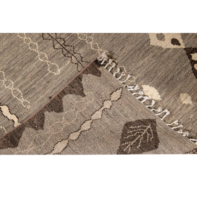 Modern Moroccan-Style Tribal Room Size Wool Rug 8 Ft 3 in X 9 Ft 9 In For Sale - Image 11 of 13