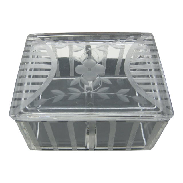 1940s Vintage, American Brilliant Period Glass Vanity Box For Sale