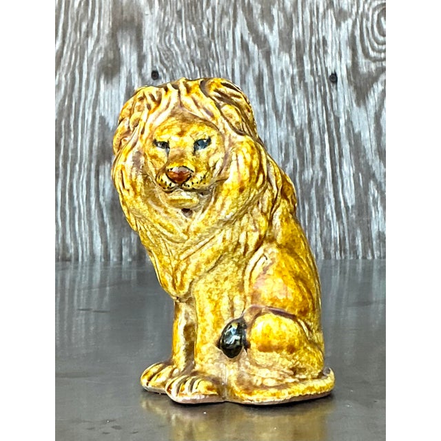 Add a touch of vintage personality and Italian artistry to your decor with this delightful glazed ceramic lion figurine....