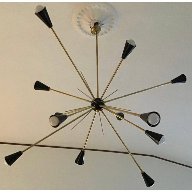 Metal Sputnik Brass Ceiling Lamp, 1950s For Sale - Image 7 of 7