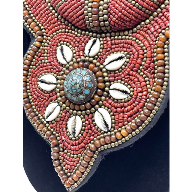 Gemstone 1970s Tibetan Beaded Bib Collar Necklace, Coral, Turquoise, Cowrie Shells For Sale - Image 7 of 11