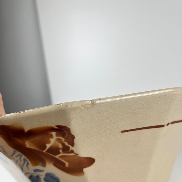 20th Century Salad Bowl with Floral Motif from Sarreguemines, 1920s For Sale - Image 6 of 12