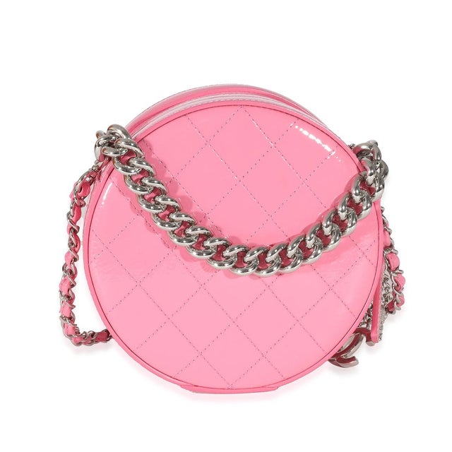 Contemporary Pink Glazed Calfskin Round As Earth Bag For Sale - Image 3 of 7