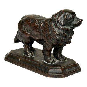 Scottish Art Deco Bronze Newfoundland Dog With Historic Inscription