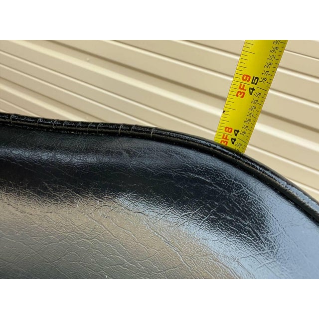 Pair of Mid Century Atomic Style Swivel Black Vinyl & Metal Bar Stools by Modern Stool Co. For Sale - Image 11 of 12