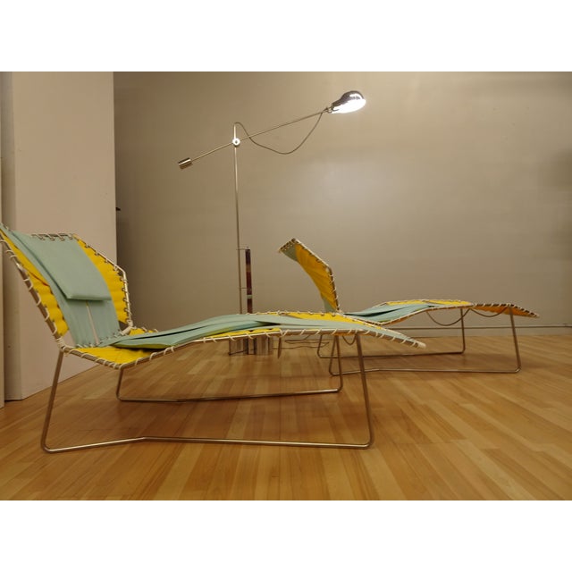 Canary Yellow 1990s Pair Patio Chaise Lounges For Sale - Image 8 of 13