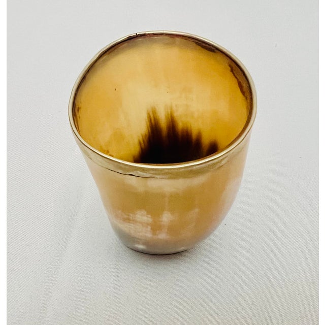 Natural Horn Cup With Silvered Rim For Sale - Image 4 of 8