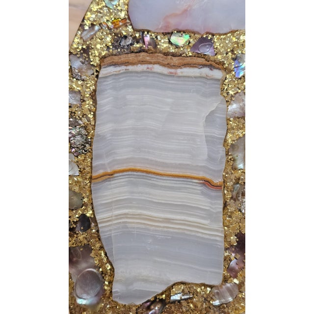 Vintage Mexican Artisan Arturo Pani Hollywood Regency Abalone, Onyx, and Gold Leaf Cocktail Table For Sale In New York - Image 6 of 10