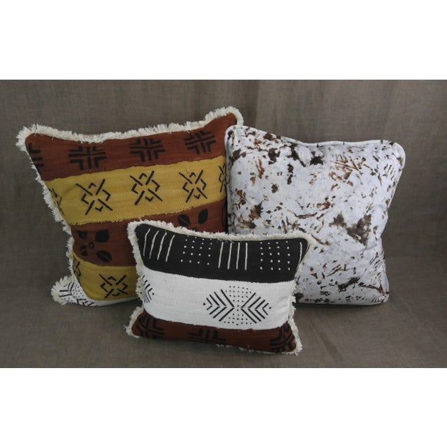 Textile Mud Cloth Fabric Throw Pillow Covers - A Pair For Sale - Image 7 of 8