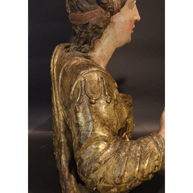 Aniello Stellato, Saint John and Saint Catherine, 17th Century, Wood, Set of 2 For Sale - Image 13 of 16