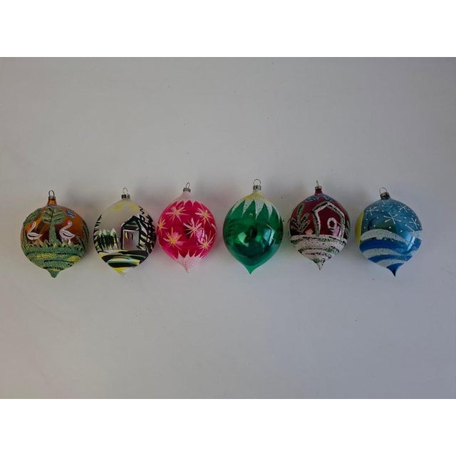 Vintage Czechoslovakian Glass Christmas Diorama Ornaments, 1960, Set of 6 For Sale - Image 11 of 18