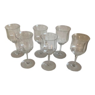 1980s Baccarat Capri Optic Claret Wine Stems - Set of 6 For Sale