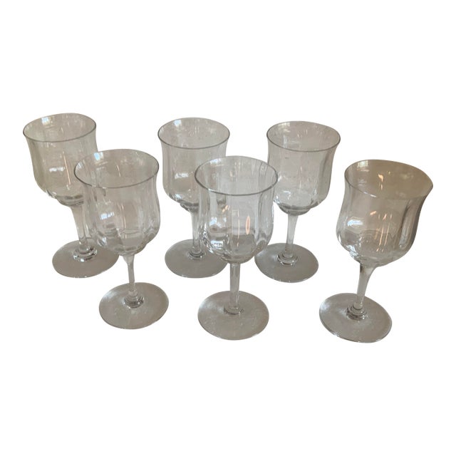 1980s Baccarat Capri Optic Claret Wine Stems - Set of 6 For Sale