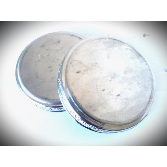 Mid 20th Century Mid Century Geo. S. Preisner Pewter Wine Bottle Coasters, a Pair For Sale - Image 5 of 8